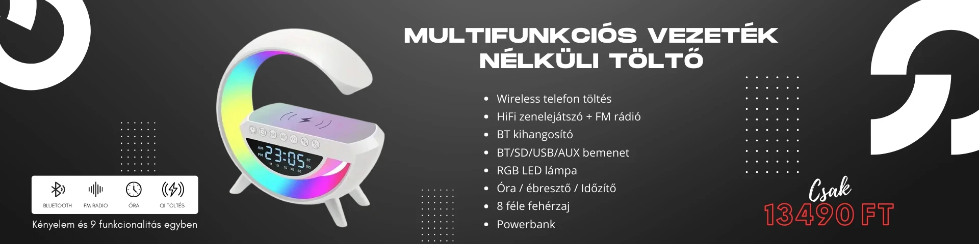 BT3401 multifunkciós vezeték nélküli töltő