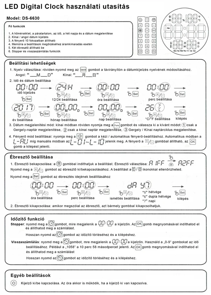 DS-6630 falióra használati utasítás