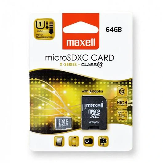 Maxell X-series 64GB micro SDXC + adapter