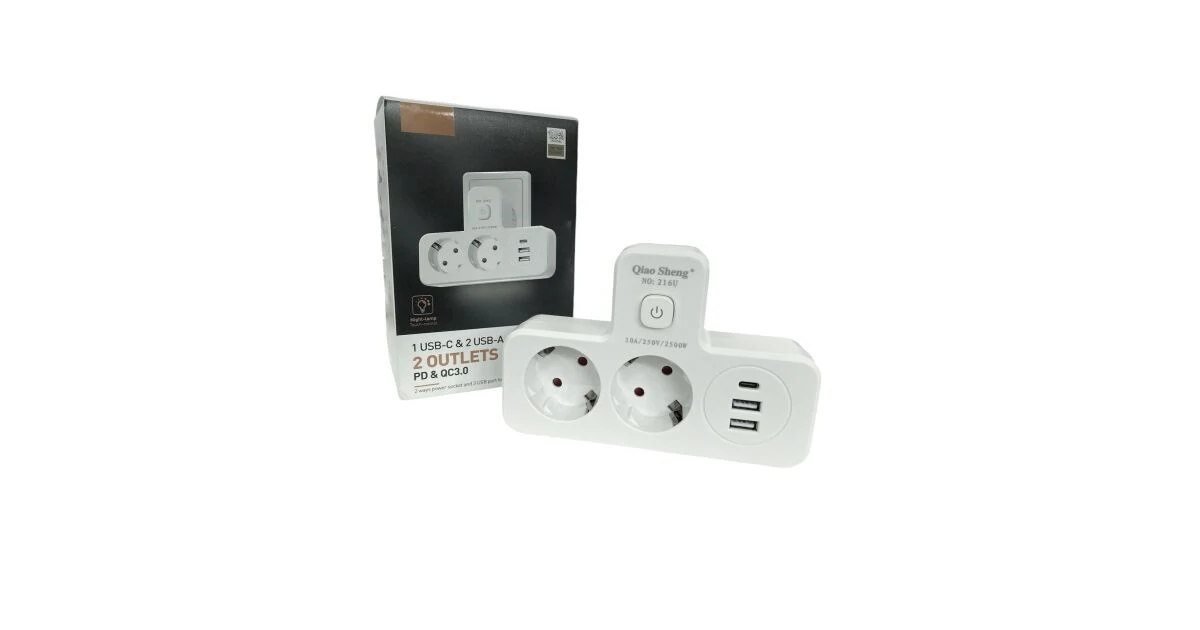 3in1 220V elosztó + USB töltő + éjjeli lámpa