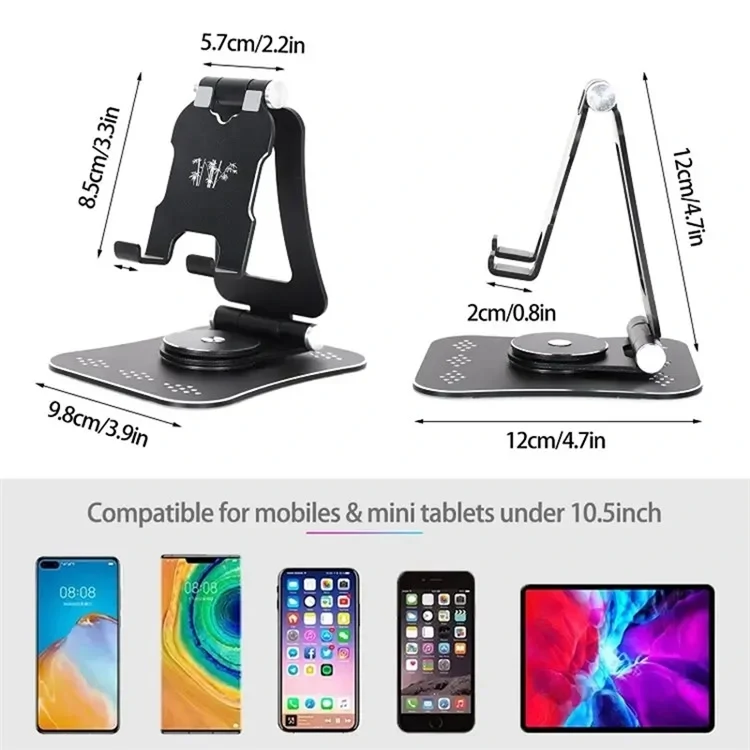 G61 összecsukható alumínium asztali telefontartó, 360°