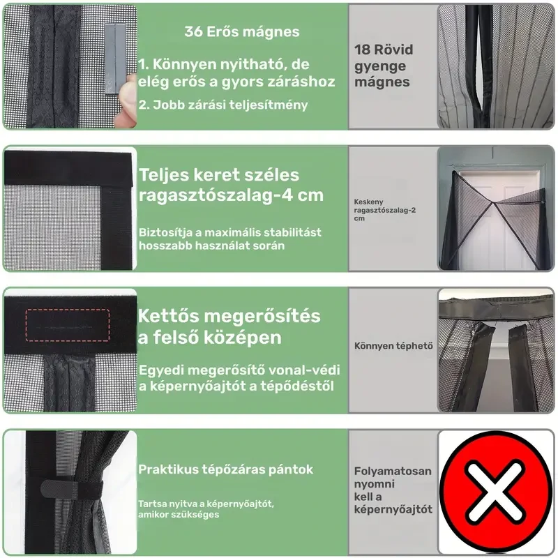 Mágneses, tépőzáras szúnyogháló (90x210)