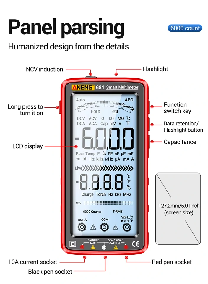 ANENG 681 LCD feszültség és voltmérő multiméter