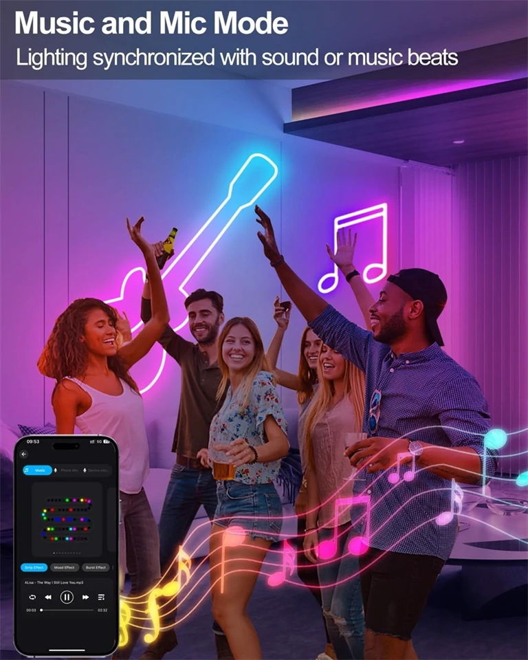 Smart USB Neon LED szalag 5m