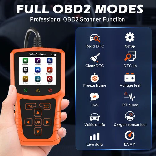 VPOW K88 profi OBDII/EOBD diagnosztikai eszköz