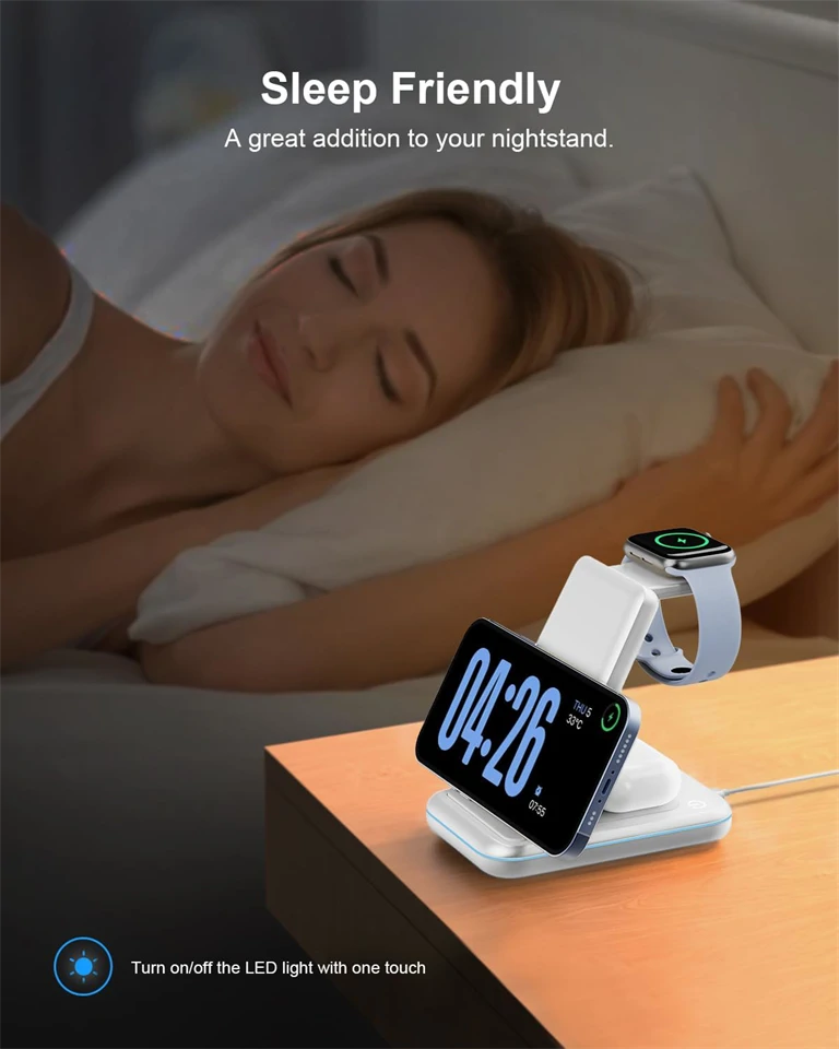 JoyGeek GY-Z8A 3 az 1-ben összecsukható vezeték nélküli töltőállomás