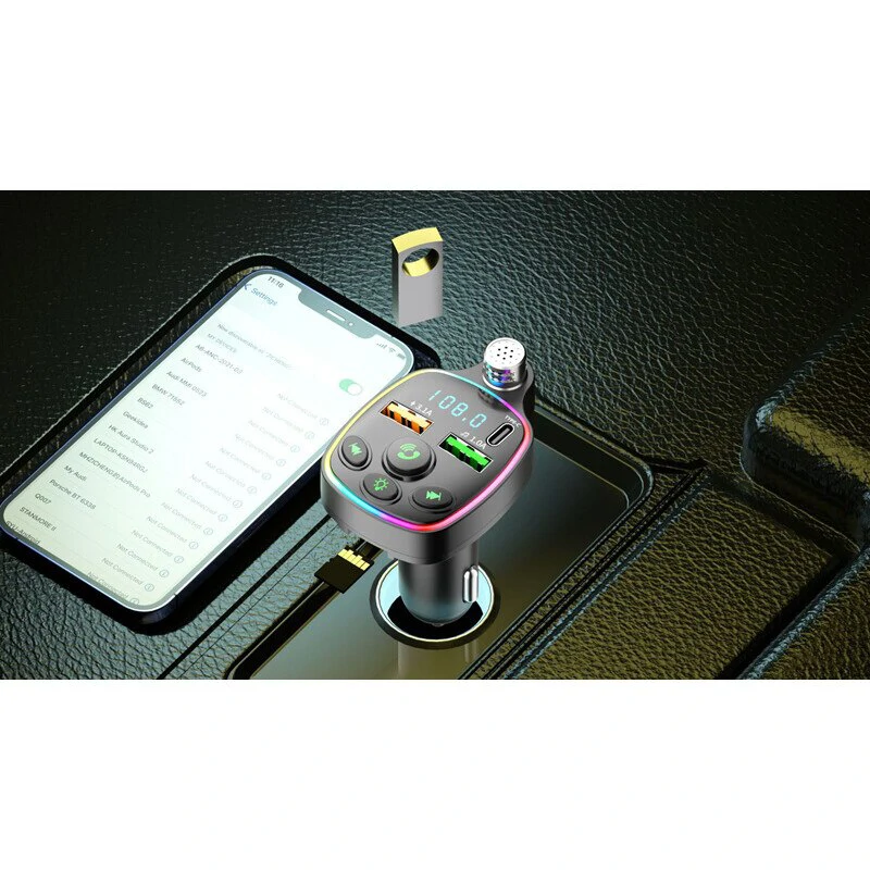 Q11 Bluetooth autós töltő FM adóval, gyorstöltéssel és kihangosítóval