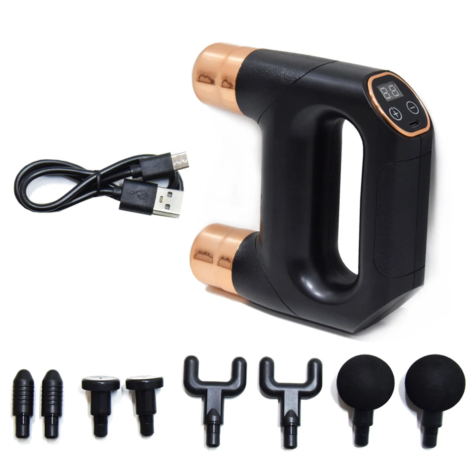 Duplafejes masszázspisztoly /6 fokozat, 4 fej, 1800 mAh/