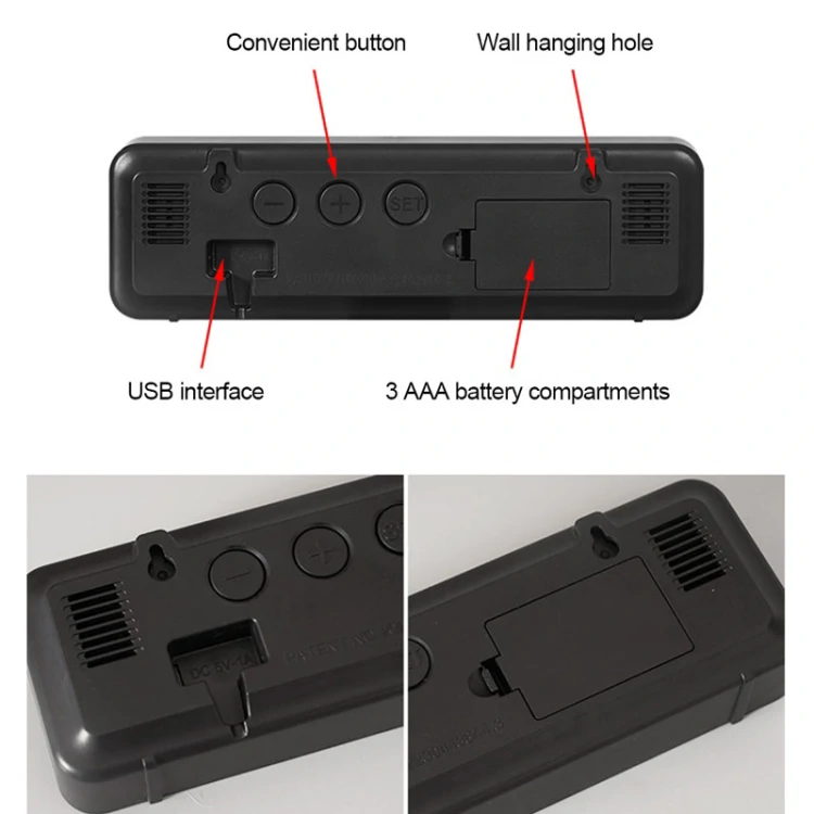 Tükör kijelzős ébresztőóra DCX-671 /dátum, hőmérséklet, páratartalom/
