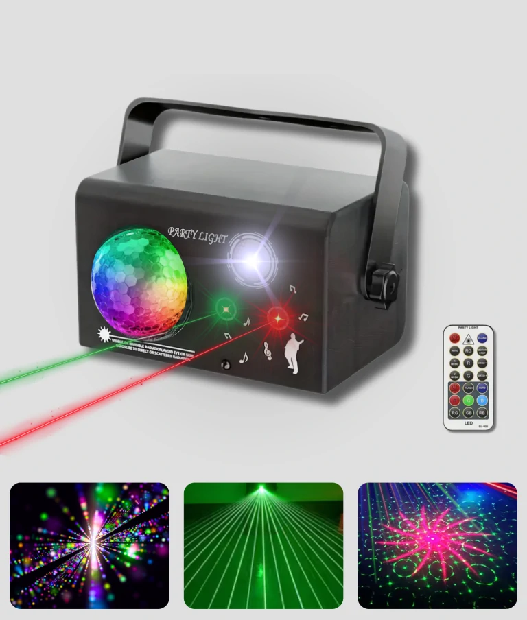 3in1 lézer+LED party fény távirányítóval