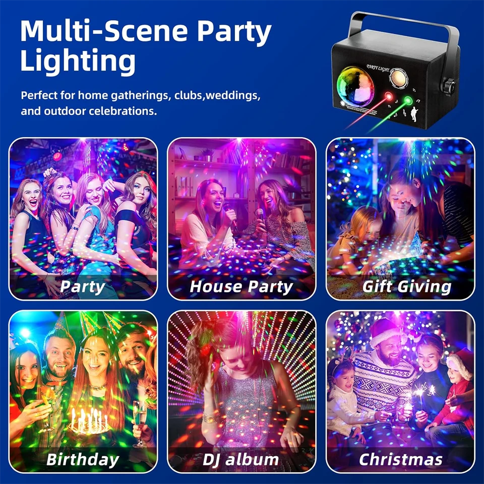 3in1 lézer+LED party fény távirányítóval