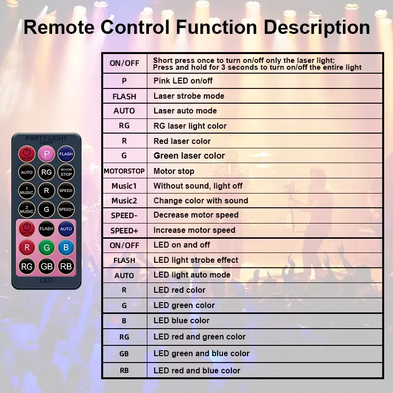 EMS-45 3in1 lézer+LED party fény távirányítóval		