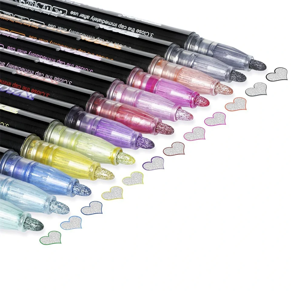 Metál kontúr filctoll készlet – ezüst színű vonalak színes kontúrral