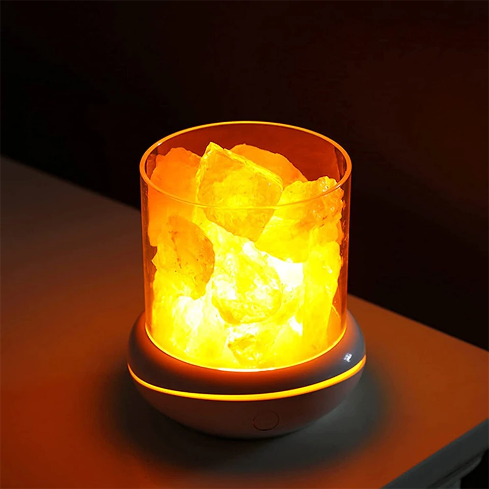 LED hangulat sólámpa himalája sókristályokkal és aroma párologtató funkcióval