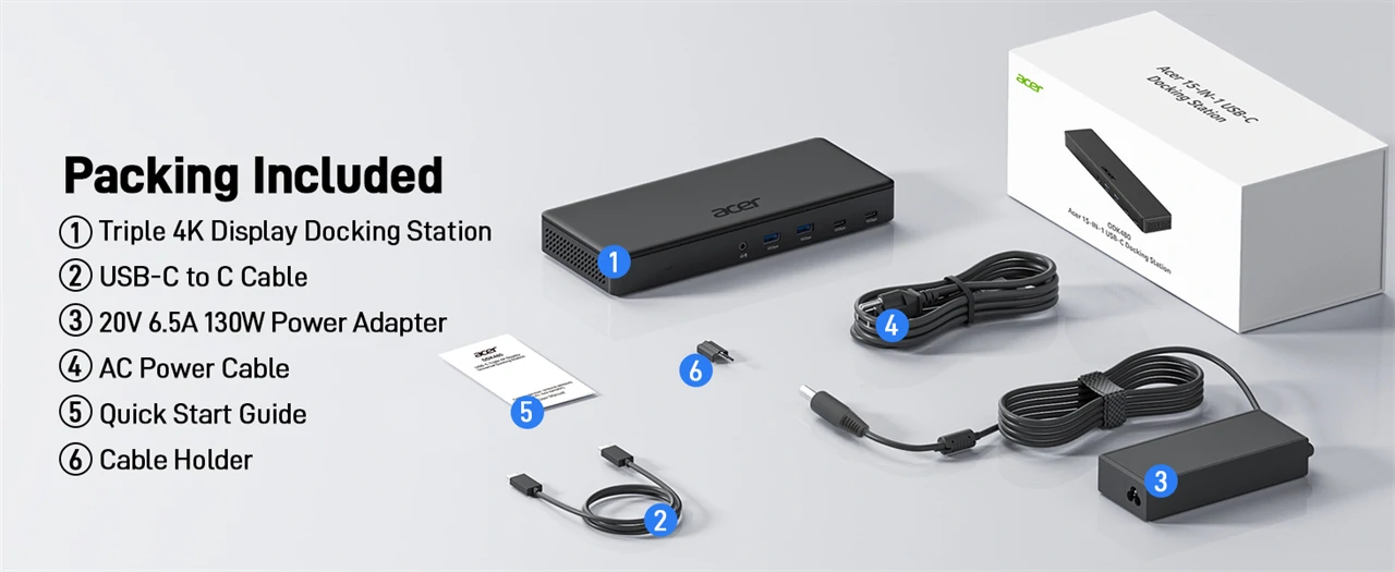 Acer 15in1 Tripla 4K USB-C dokkoló állomás