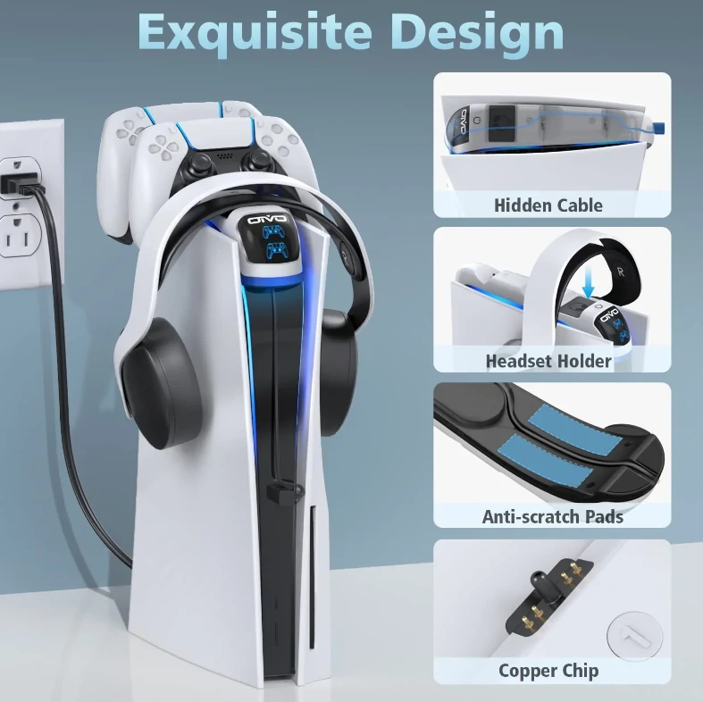 OIVO dual konzoltöltő és fejhallgató állvány (IV-P5252)