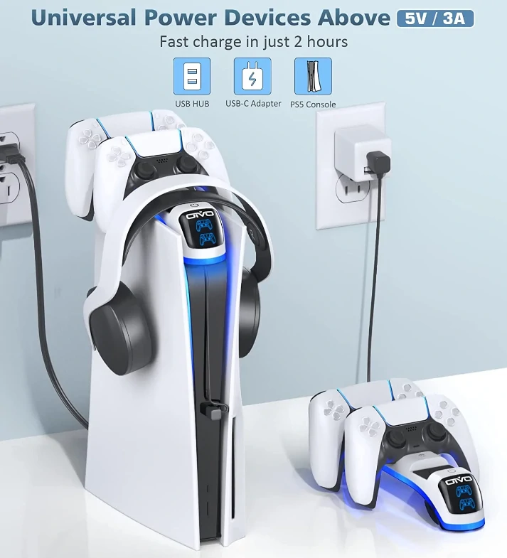 OIVO dual konzoltöltő és fejhallgató állvány (IV-P5252)