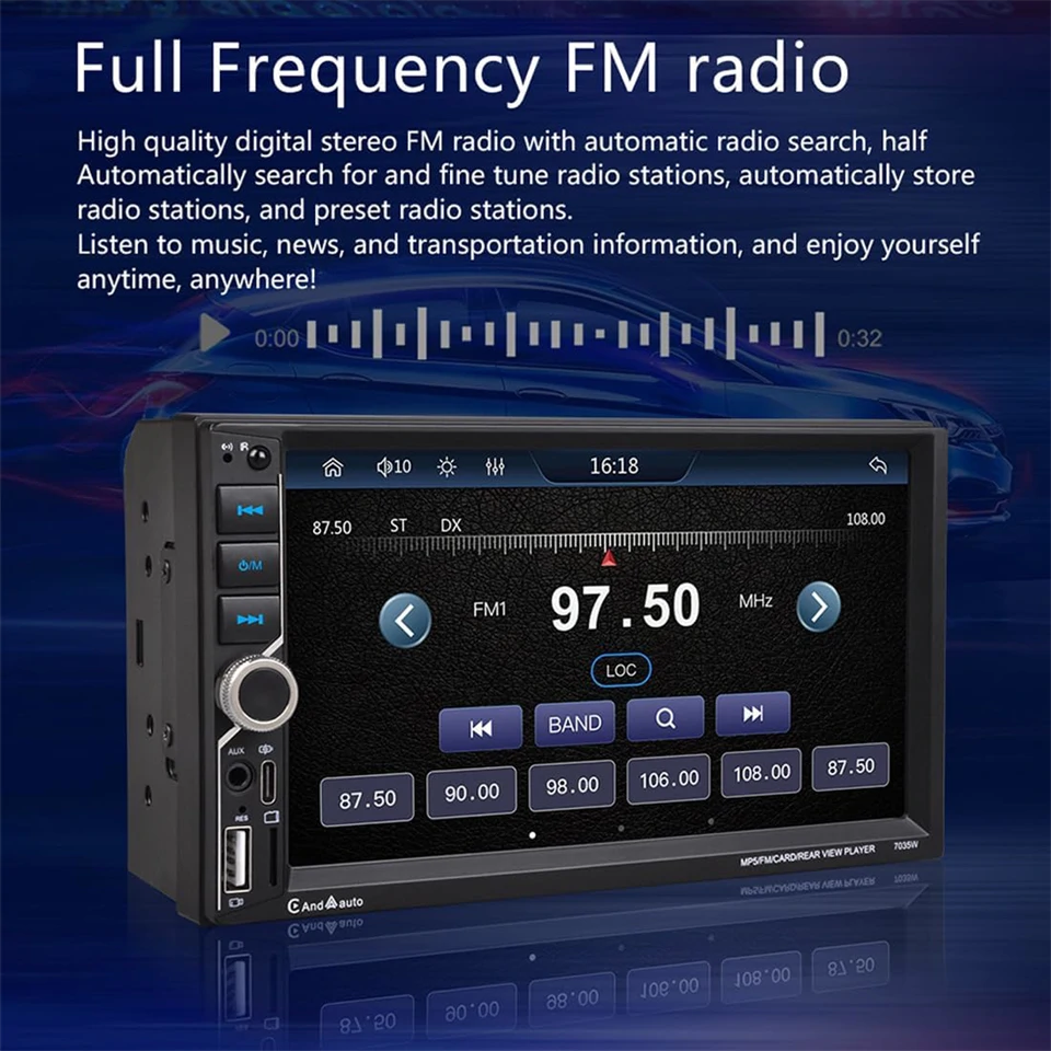 7035W 2DIN Bluetooth Autós MP5 Lejátszó