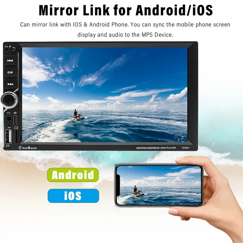 7035W 2DIN Bluetooth Autós MP5 Lejátszó