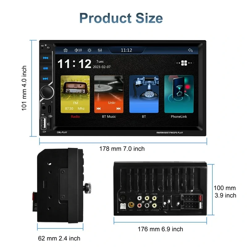 7035W 2DIN Bluetooth Autós MP5 Lejátszó