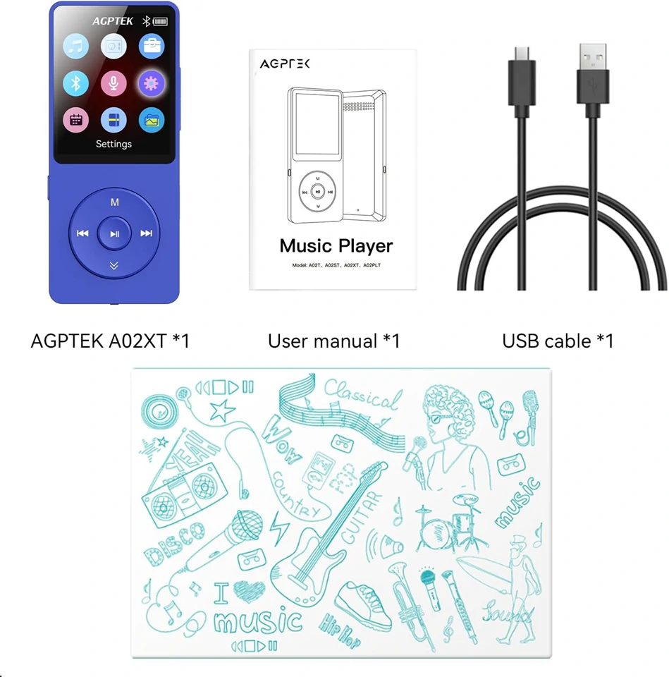 AGPTEK A02XT 32GB MP3 lejátszó