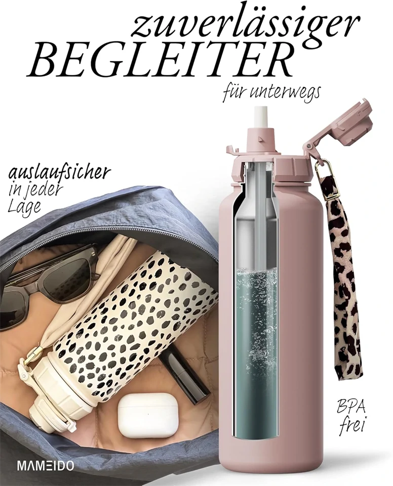 MAMEIDO thermo kulacs szívószállal 700 ml