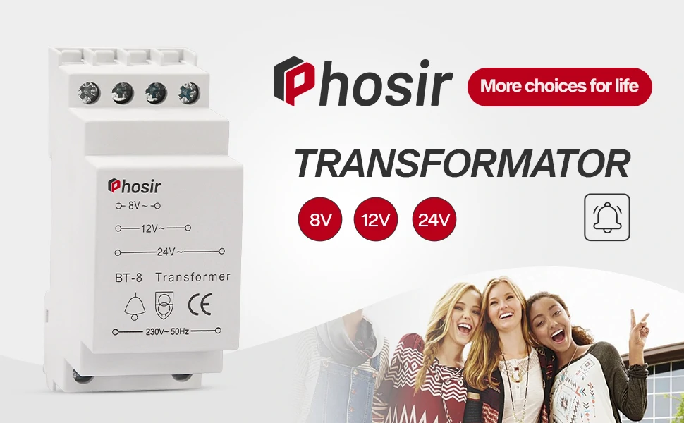 Phosir BT-8 csengőtrafó 8-24 V