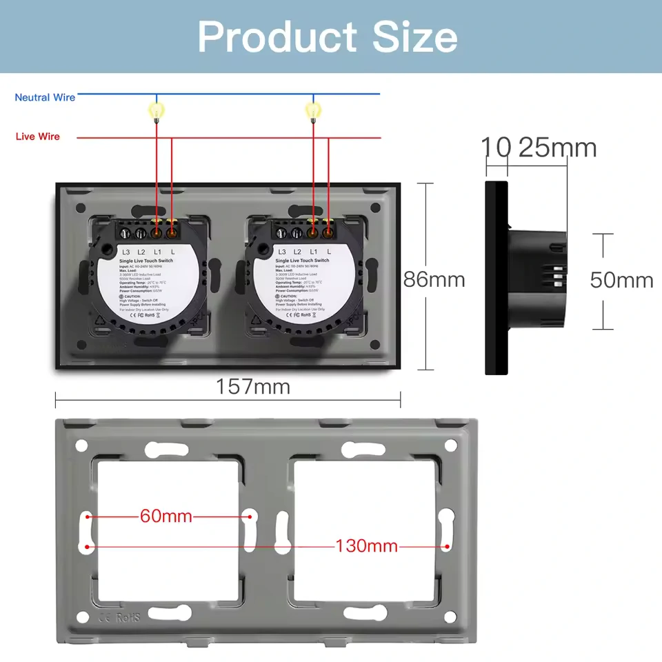 Bseed dupla fali érintőkapcsoló háttérvilágítással