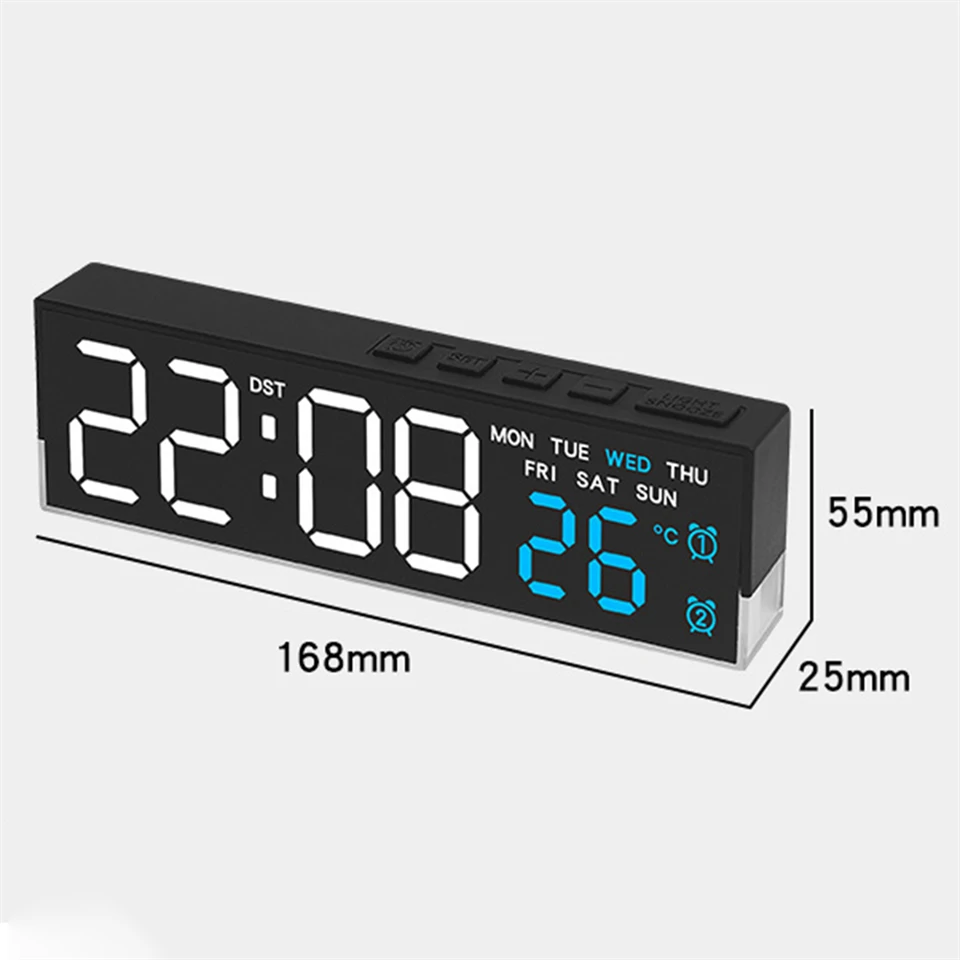 Többfunkciós LED digitális ébresztőóra hangulatvilágítással