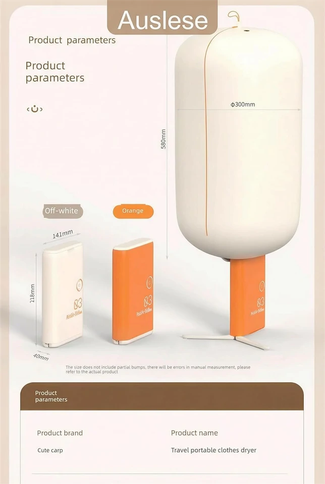 Hordozható mini elektromos ruhaszárító