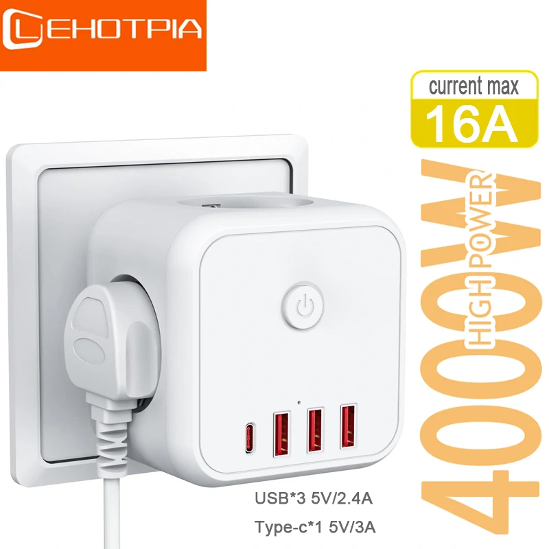 7in1 220V+USB utazó elosztó kocka