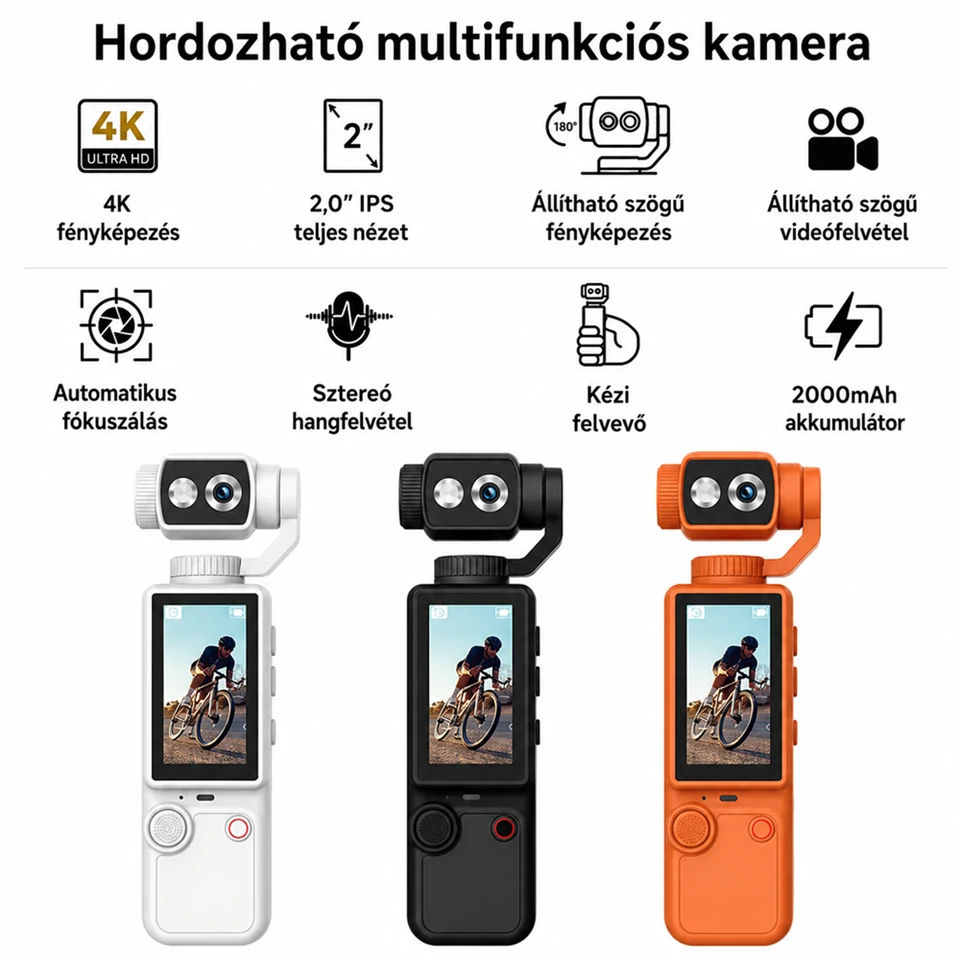Q8 4K Ultra HD kézi vlogger sportkamera
