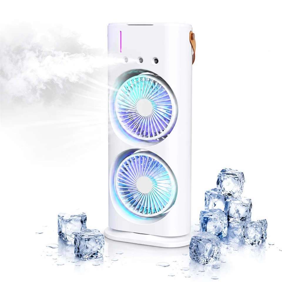 Jéggel tölthető vízpermetes asztali hűtőventilátor