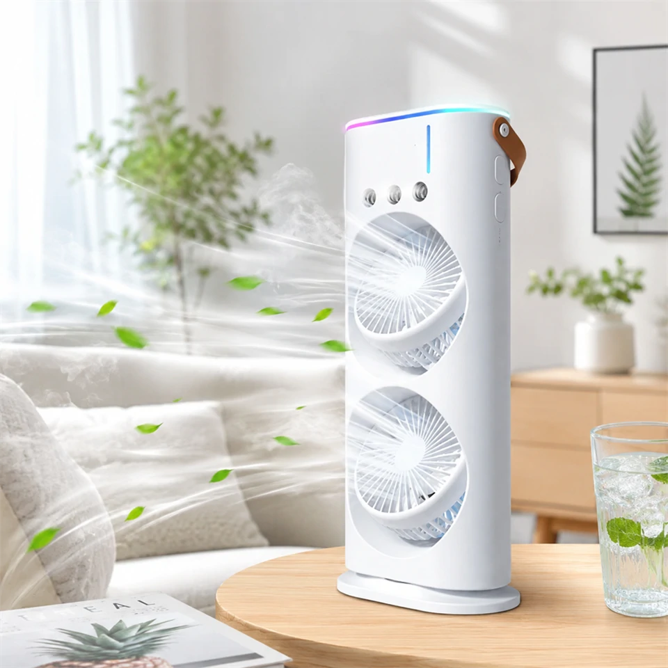 Jéggel tölthető vízpermetes asztali hűtőventilátor
