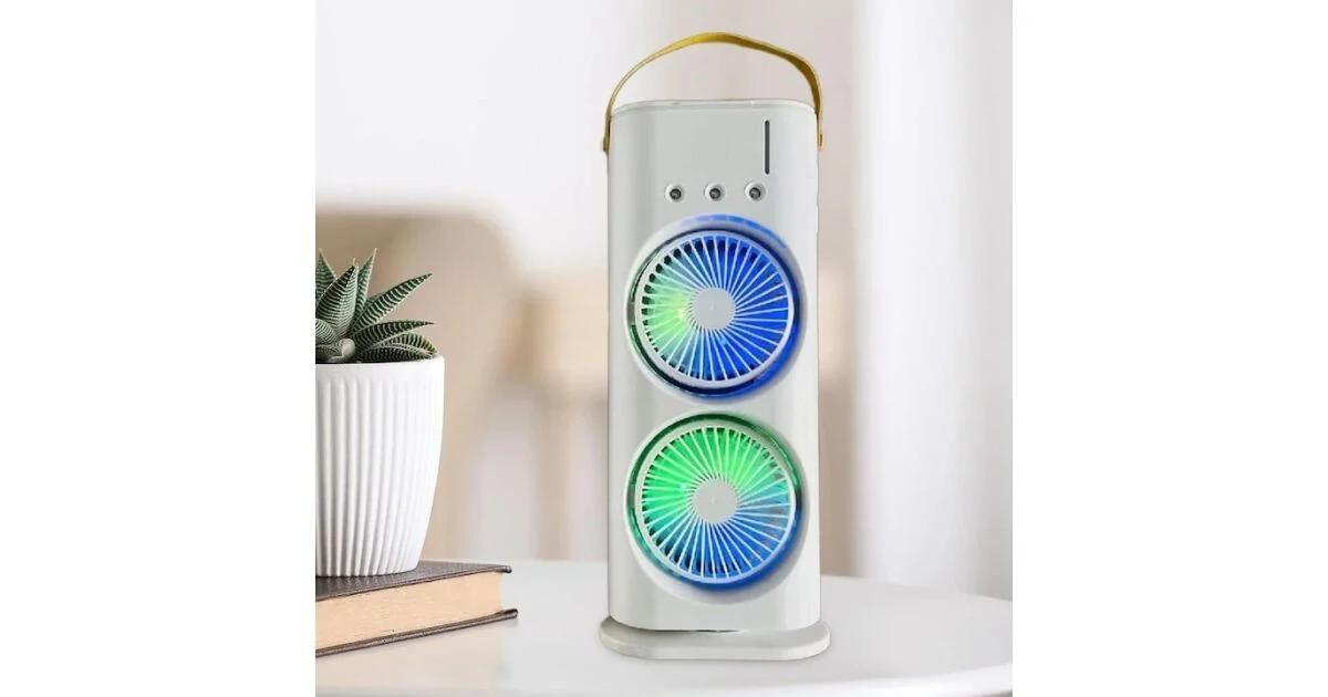 Jéggel tölthető vízpermetes asztali hűtőventilátor