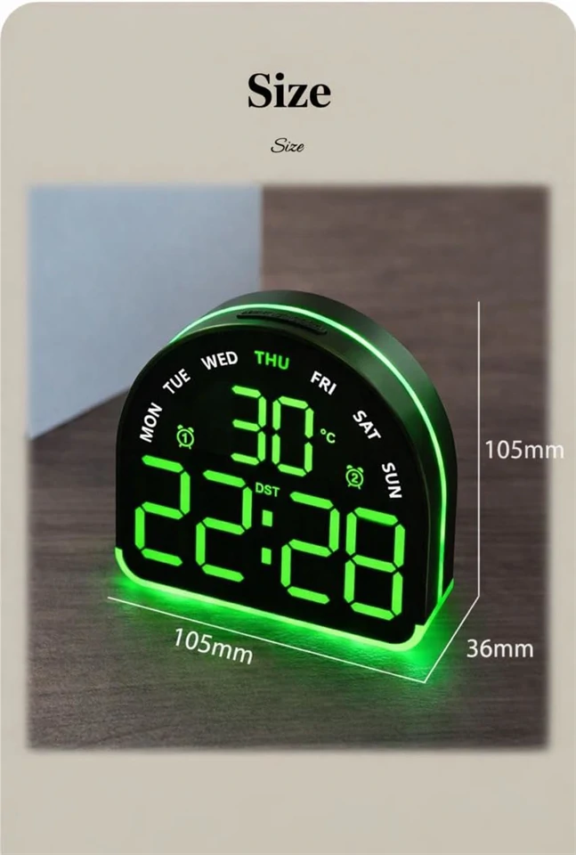 Félköríves LED digitális ébresztőóra