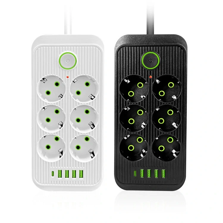 Tűzálló 6-os elosztó 5 USB porttal - F06U /2500W, 2 méter/