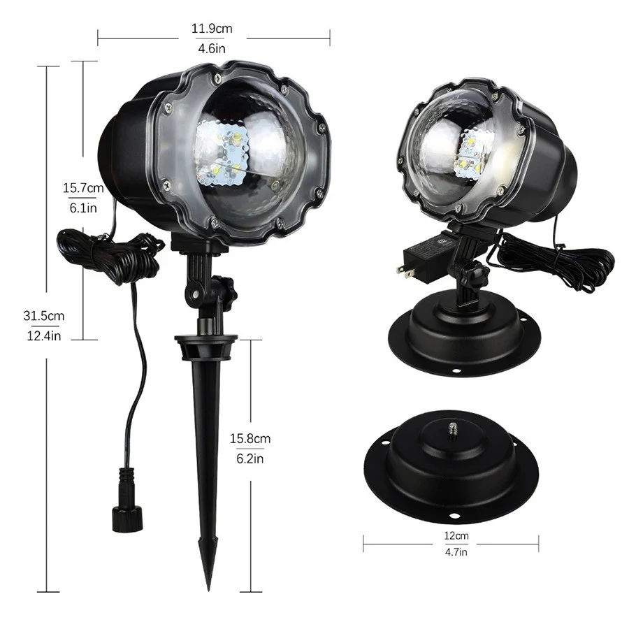 LED dekoráció projektor RGB hulló hópelyhek