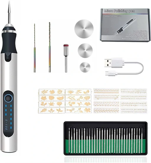 Elektromos gravírozó mikrotoll készlet /3 sebesség, 10W, USB-C/