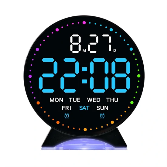 Kerek RGB LED digitális ébresztőóra