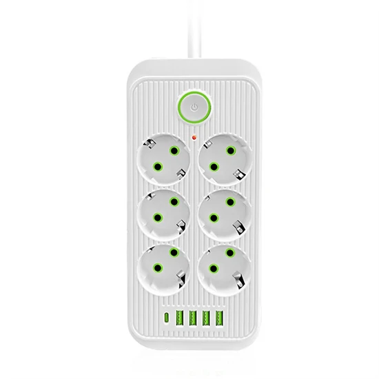 Tűzálló 6-os elosztó 5 USB porttal - F06U /2500W, 2 méter/