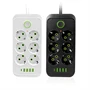 Tűzálló 6-os elosztó 5 USB porttal - F06U /2500W, 2 méter/