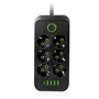Tűzálló 6-os elosztó 5 USB porttal - F06U /2500W, 2 méter/