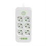 Tűzálló 6-os elosztó 5 USB porttal - F06U /2500W, 2 méter/